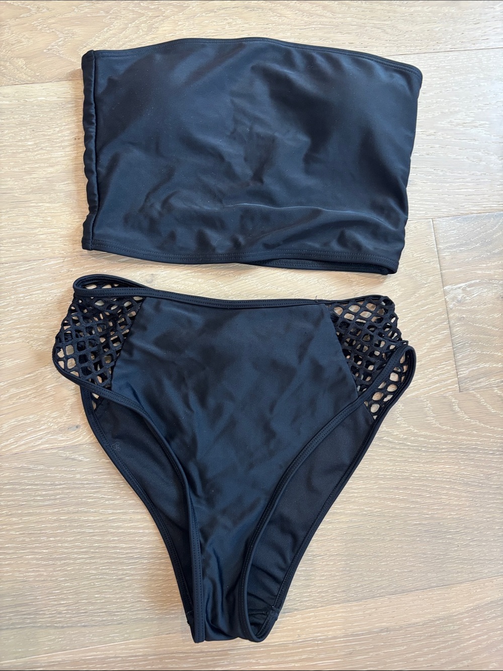 Strapless Black High-Waist Bikini Set